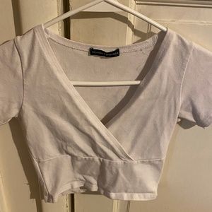 Brandy Melville White V-Neck Top - Size M